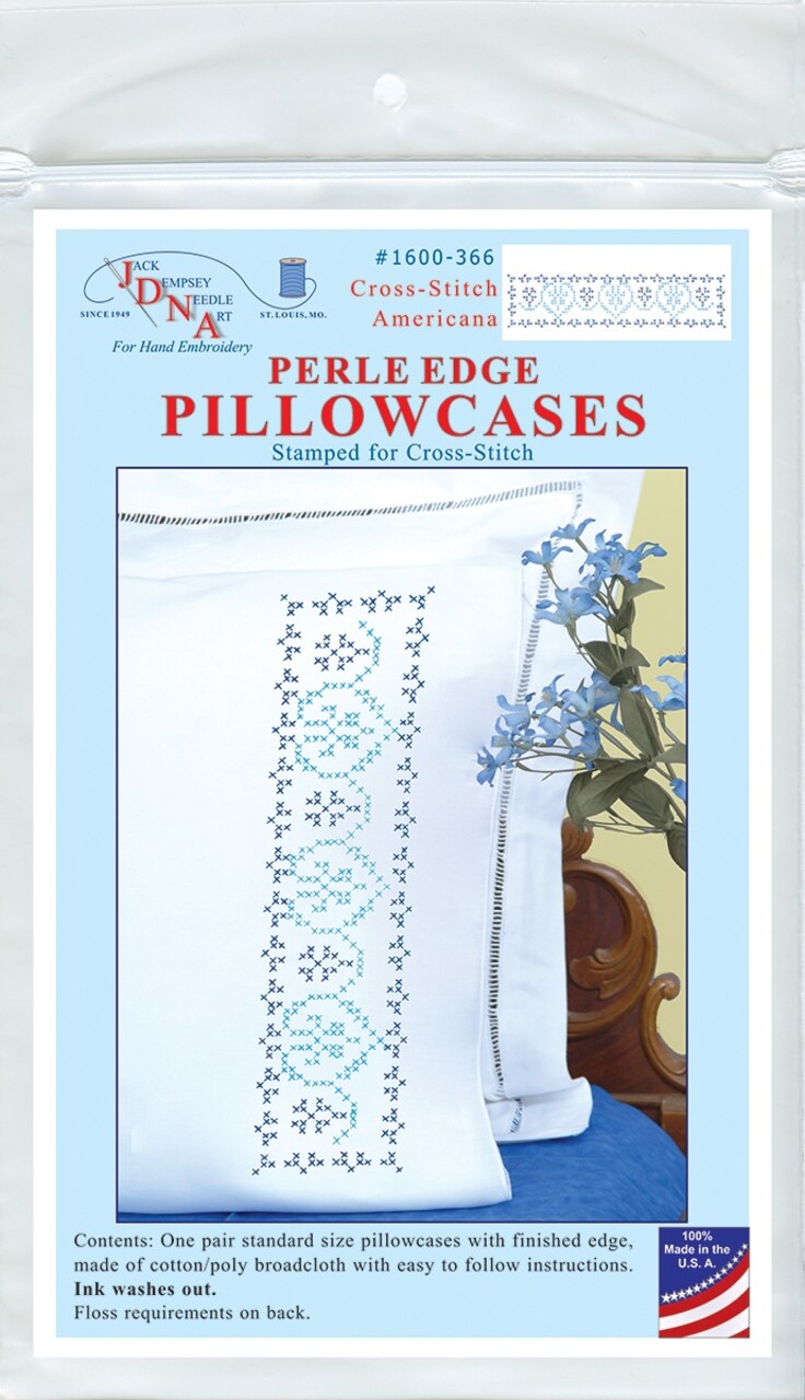 Jack Dempsey Stamped Pillowcases W/White Perle Edge 2/Pkg-Cross-Stitch Americana